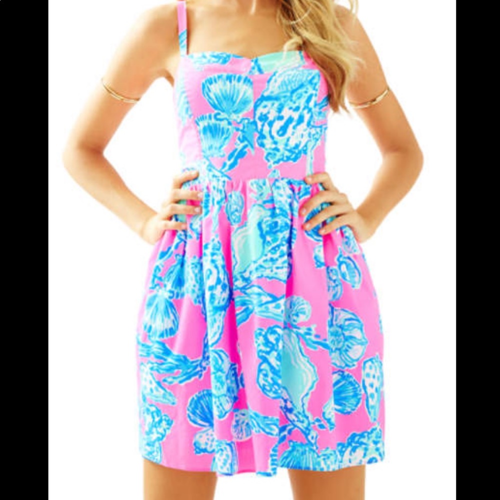 Lilly Pulitzer Ardleigh Pink & Blue Mini Dress sz 2 - Picture 6 of 7